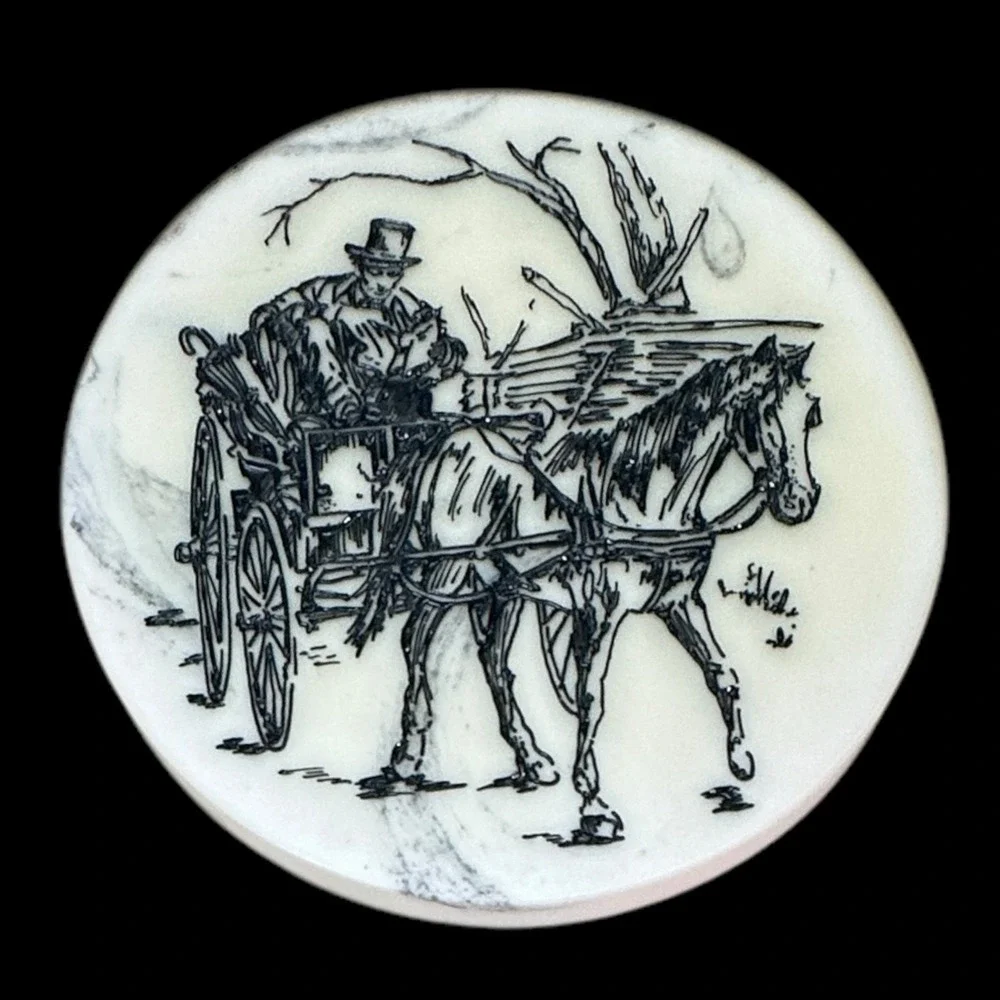 Abraham Lincoln Marble Stone Coasters Set Stand Engraved Life Of Lincoln Vintage